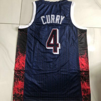 4 Curry USA 2024 Olympics Embroidery Jersey Blue